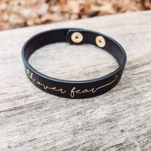 Load image into Gallery viewer, Black Faith Over Fear Leather Bracelet